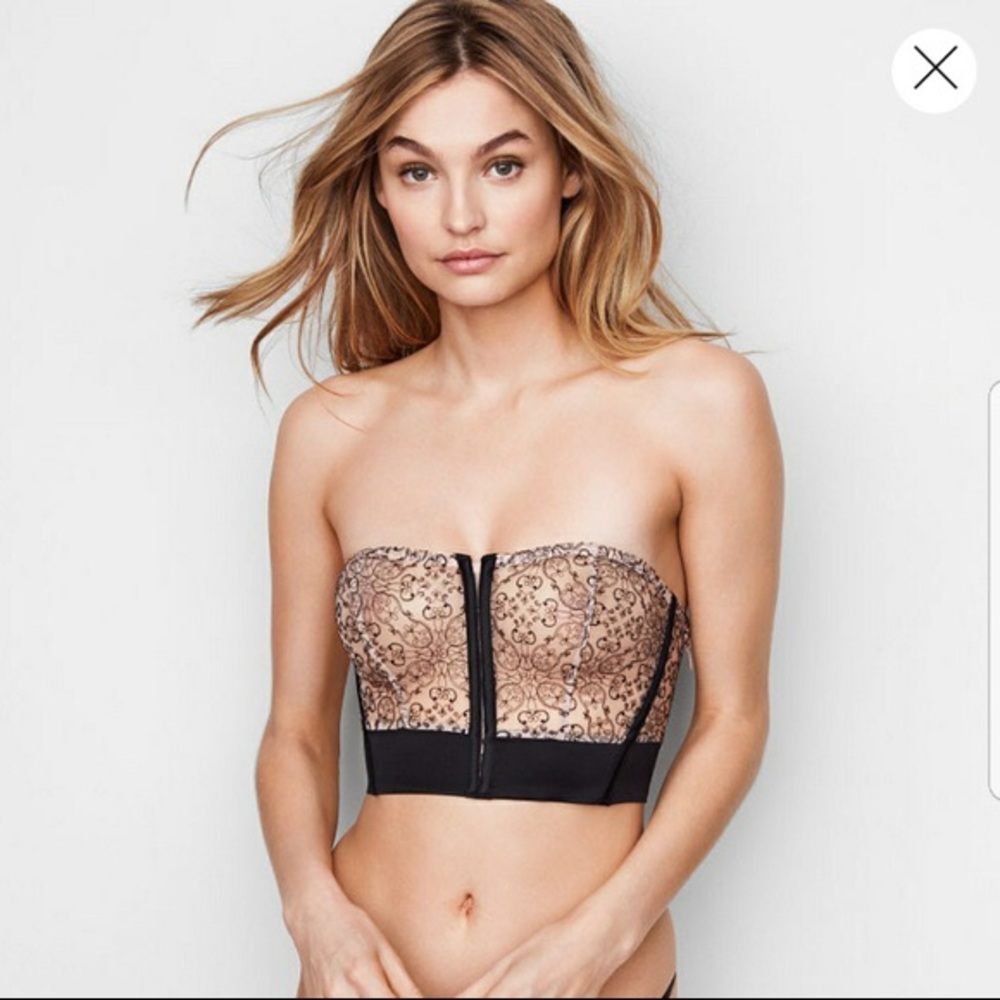 Victoria’s Secret Embroidered Nude Lace-up Bustier